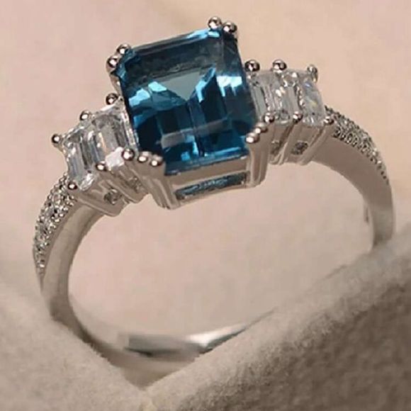  STERLING SILVER BRIDAL WEDDING ENGAGEMENT RING - Picture 3 of 4